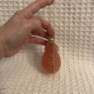 Vintage Sears Celebrate The Season Glass Sugar Pear With Leaf Ornament NOS